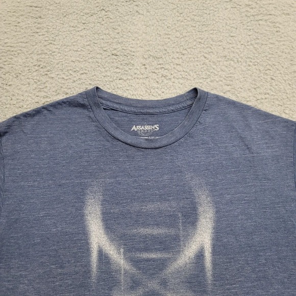 Assassins Creed‎ Shirt Mens Medium Blue Video Game Graphic Tee Casual Spell Out - Picture 2 of 13